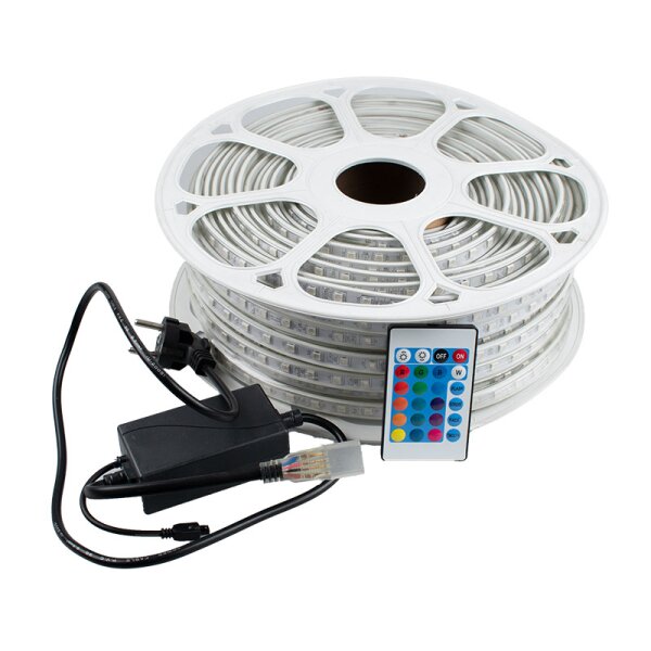 LED Stripe | LED Lichtband | 50 Meter | Farbig RGB | 230V | Mit Fernbedienung