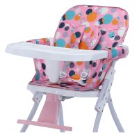 Baby-Hochstuhl | Kinderstuhl | Hochstuhl | Klappbar | Rollbar | Mit Tablett | Abwaschbarer Bezug | Pink