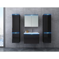 Badmöbel-Set | Badezimmermöbel | Badezimmer | 2 Händeschränke | Spiegelschrank | Waschtisch | Unterschrank | Fronten und Korpus Schwarz