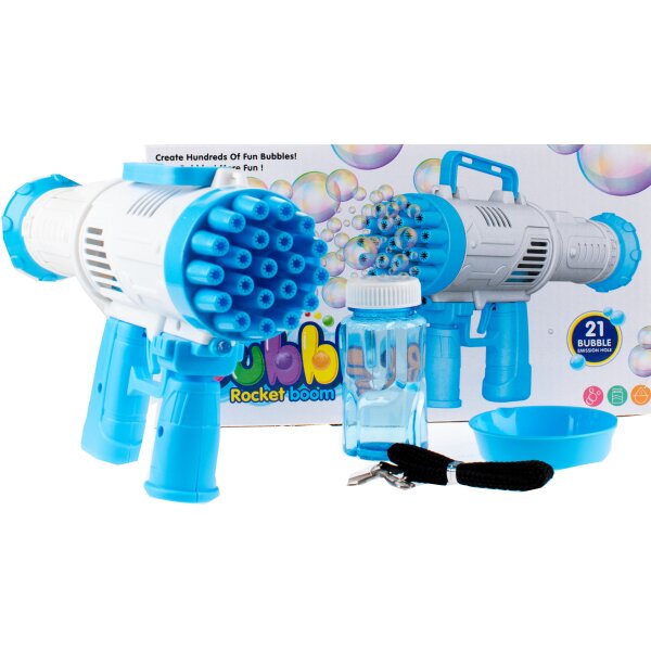 Seifenblasen Maschine | Seifenblasenpistole | Seifenblasen | Bubble Rocket | Mit Zubehör | Blau