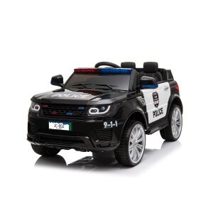 Kinder Elektroauto | Elektrofahrzeug | Police Car | mit USB | mit Fernbedienung | Schwarz