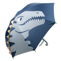 Kinderschirm | Regenschirm | Schirm | Namenschild am Griff | Ø 86 cm | Dino | Dunkelblau/Grau