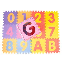 Puzzlematte | Steckmatte | Spielmatte | Bodenmatte | Buchstaben und Zahlen | Lernmatte | Bunt | 30x30 cm | 36 Stück