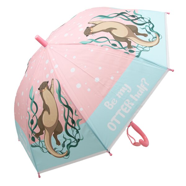 Kinderschirm | Regenschirm | Schirm | Namenschild am Griff | Ø 80 cm | Otter | Rosa