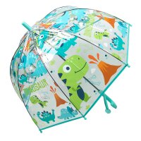 Kinderschirm | Regenschirm | Schirm | Namenschild am Griff | Ø 69 cm | Dino | Türkis