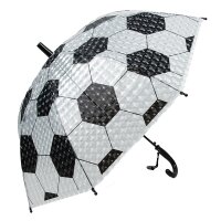 Kinderschirm | Regenschirm | Schirm | Namenschild am Griff | Ø 80 cm | 3D Optik | Fußball | Schwarz