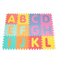 Puzzlematte | Steckmatte | Spielmatte | Bodenmatte | Lernteppich | mit Buchstaben | Bunt | 30x30 cm | 26 Stück
