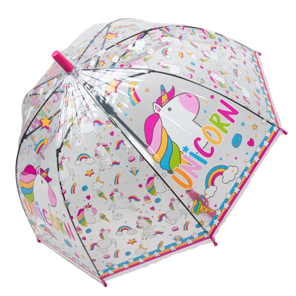 Kinderschirm | Regenschirm | Schirm | Namenschild am Griff | Ø 68 cm | Unicorn | Pink