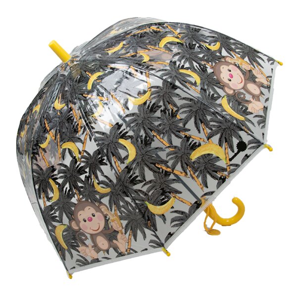 Kinderschirm | Regenschirm | Schirm | Namenschild am Griff | Ø 68 cm | Affen | Gelb
