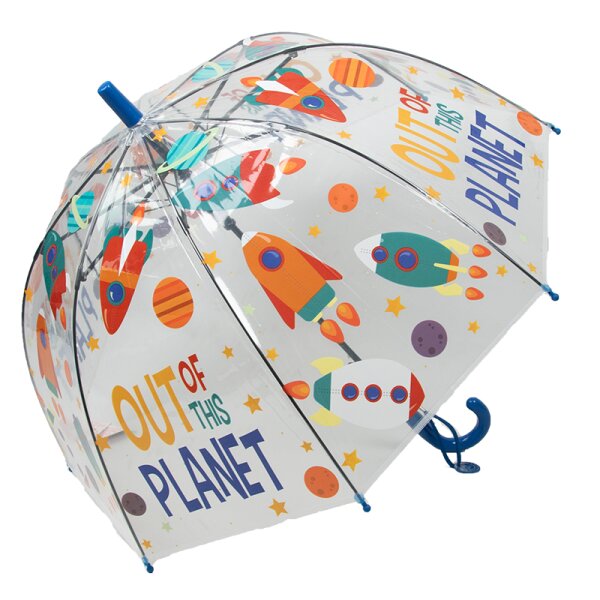 Kinderschirm | Regenschirm | Schirm | Namenschild am Griff | Ø 68 cm | Planet | Blau