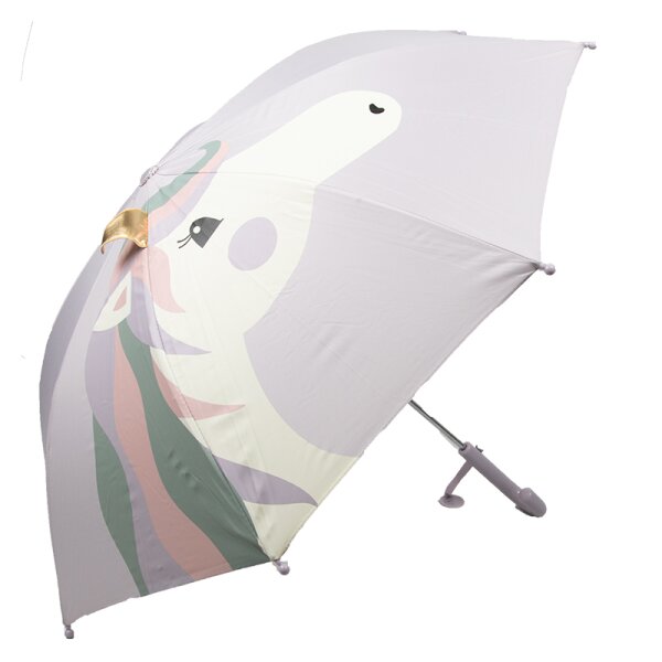 Kinderschirm | Regenschirm | Schirm | Namenschild am Griff | Ø 86 cm | Einhorn | Grau