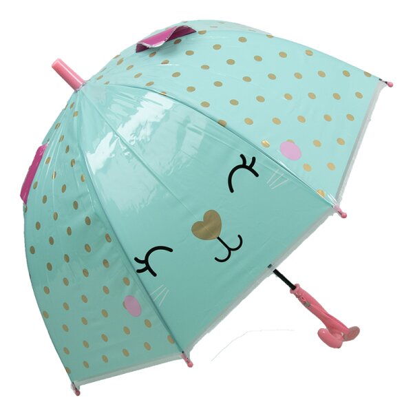 Kinderschirm | Regenschirm | Schirm | Namenschild am Griff | Ø 69 cm | Cat | Rosa/Mintgrün