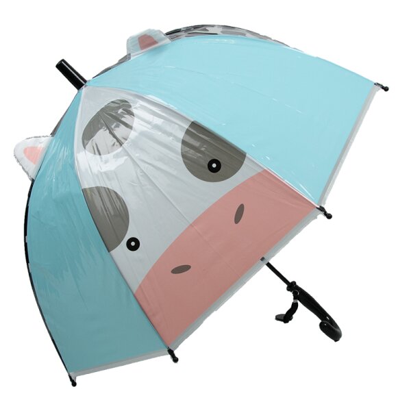 Kinderschirm | Regenschirm | Schirm | Namenschild am Griff | Ø 69 cm | Cow | Schwarz
