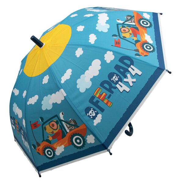 Kinderschirm | Regenschirm | Schirm | Trillerpfeife am Griff | Ø 80 cm | Offroad | Blau