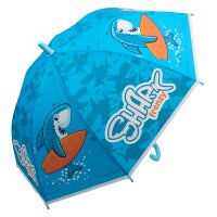 Kinderschirm | Regenschirm | Schirm | Trillerpfeife am Griff | Ø 80 cm | Shark | Hellblau