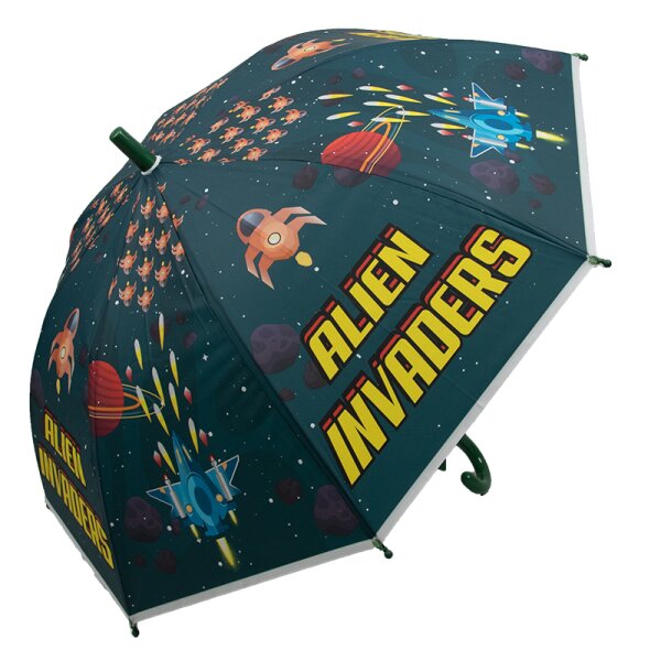 Kinderschirm | Regenschirm | Schirm | Trillerpfeife am Griff | Ø 80 cm | Alien | Grün