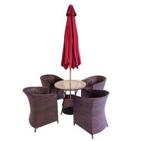 7-teiliges Garten Möbel Set | Bistro-Set | inkl. 4 Stühle, Tisch und Sonnenschirm
