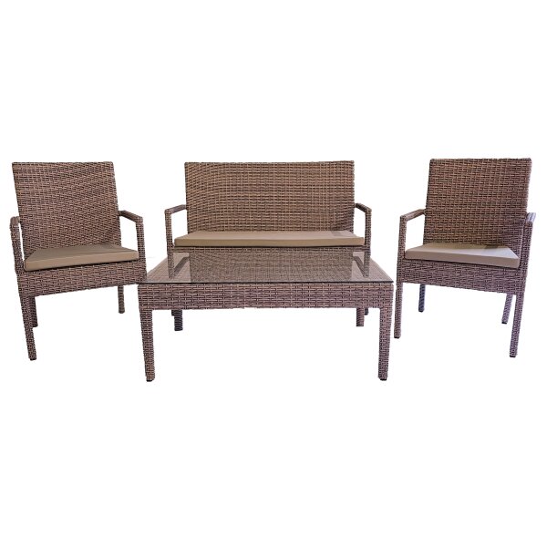 7-teiliges Garten Möbel Set | Lounge-Set | inkl. 2 Stühle, 2-Sitzer, Tisch und Auflagen | Grau