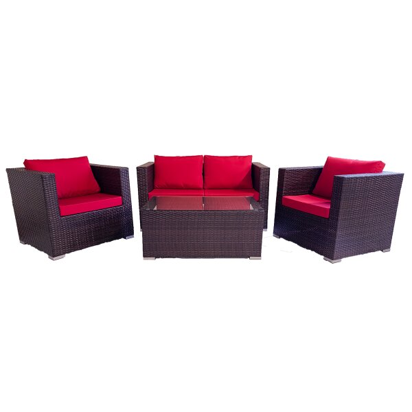 12-teiliges Garten Möbel Set | Lounge-Set | inkl. 2 Sessel, 2 Sitzer, Tisch und Auflagen