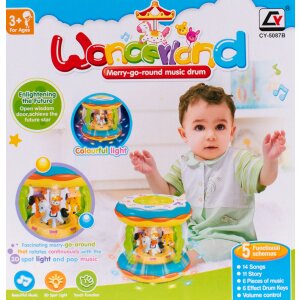 Musikspielzeug | Musiktrommel | Wonderland Merry Go Round Music Drum | mit Licht- und Soundeffekte | ab 3 Jahre