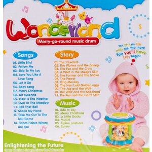 Musikspielzeug | Musiktrommel | Wonderland Merry Go Round Music Drum | mit Licht- und Soundeffekte | ab 3 Jahre