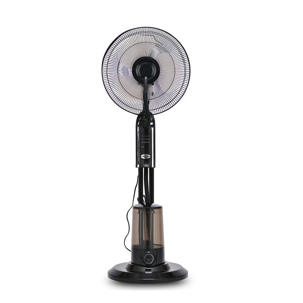 Nebelventilator 75W | mit Wassernebel | 3,2 l Wassertank | mit Timer | mit Fernbedienung | 3 Geschwindigkeitsstufen | Standventilator | Luftkühler | Bodenventilator | Ventilator | Oszillierend | Schwarz