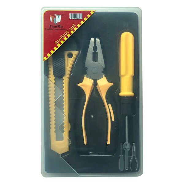 Werkzeug-Set | 3-teilig | Schraubendreher | Cuttermesser | Kombizange | Aufbewahrungsbox