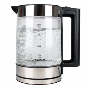 Wasserkocher aus Glas | 1500 Watt | 2 Liter | Wassererhitzer | Edelstahl/Schwarz | SDS-B588