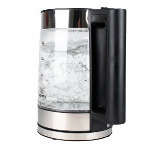 Wasserkocher aus Glas | 1500 Watt | 2 Liter | Wassererhitzer | Edelstahl/Schwarz | SDS-B588